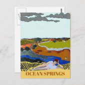 Ocean Spring MS, Carte Postale de Style Rétro (Devant / Derrière)