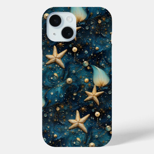 Ocean Starfish Motif iPhone 15 Coque (Verso)