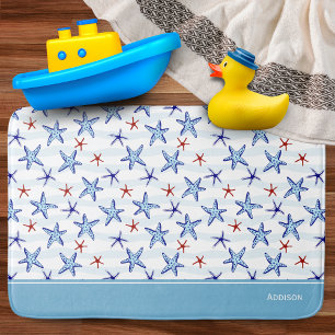 Ocean Starfish Patroon met Naam Blauw Badmat
