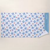  Ocean Starfish Patroon met Naam Blauw Strandlaken (Voorkant)