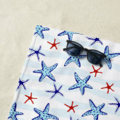  Ocean Starfish Patroon met Naam Blauw Strandlaken (In situ)