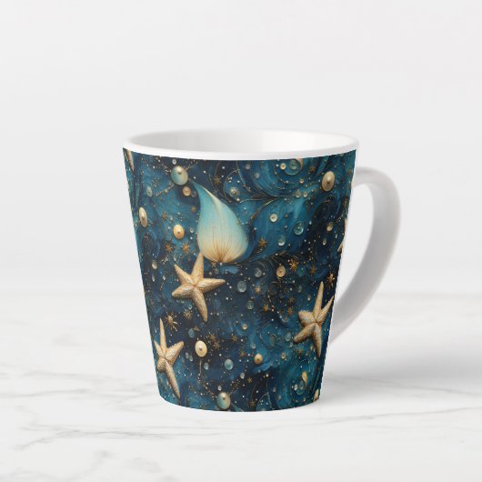 Ocean Starfish Pattern Latte Mok (Rechterhoek)