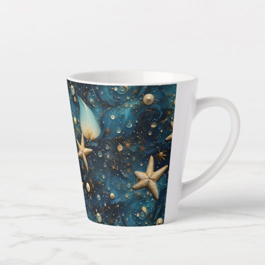 Ocean Starfish Pattern Latte Mok (Rechts)