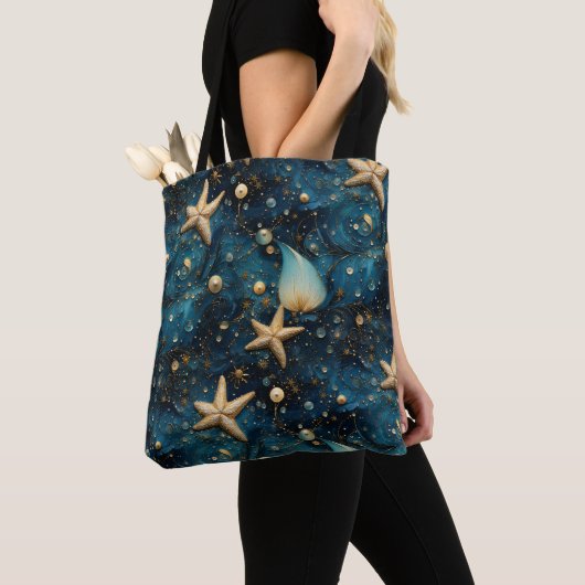 Ocean Starfish Pattern Shoulder Tas (Dichtbij)