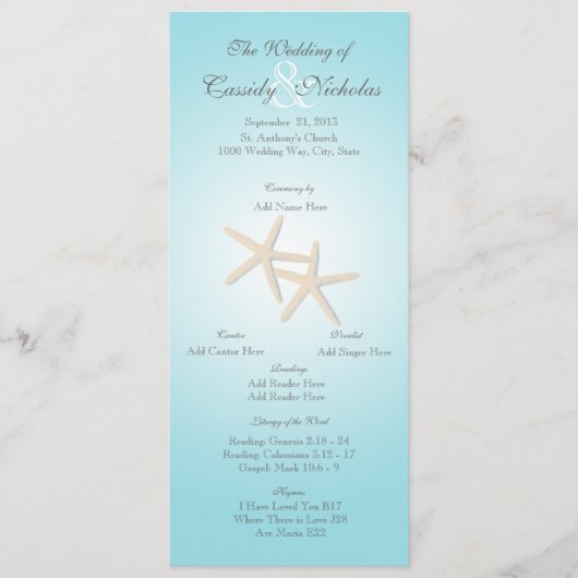 Ocean Starfish Wedding Program Kaart (Voorkant)