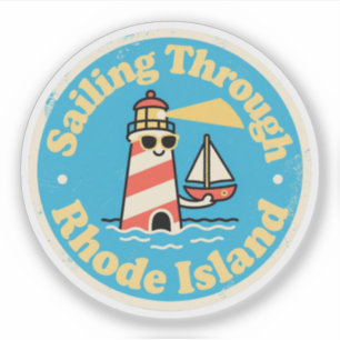 Ocean State Charme_ Rhode Island Vuurtoren Vintage Sticker