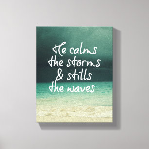 Ocean Storm met God Quote Canvas Afdruk