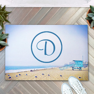 Ocean strand kustfoto vet modern monogram deurmat