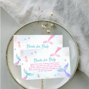 Ocean Summer Mermaid Tail Books voor Baby shower Informatiekaartje
