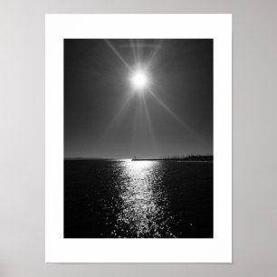 Ocean Sun Reflection Poster - zwart en wit