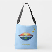 Ocean sunrise lippen, sterren en kalligrafie op bl crossbody tas (Voorkant)