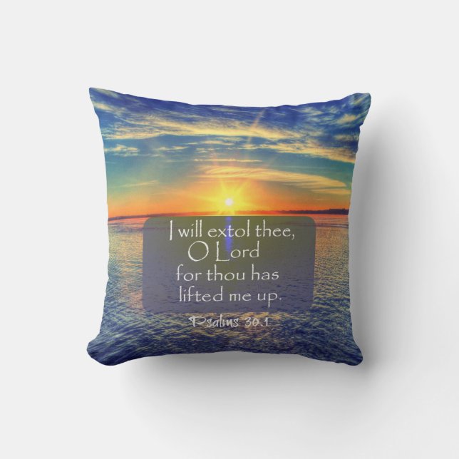 Ocean Sunrise met Psalms Bible Verse Kussen (Voorkant)