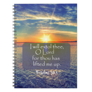 Ocean Sunrise met Psalms Bible Verse Notitieboek