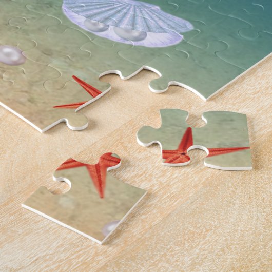Ocean Sunrise, zee schildpadden, sterren, schelpen Legpuzzel (Zijkant)