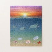 Ocean Sunrise, zee schildpadden, sterren, schelpen Legpuzzel (Verticaal)