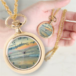 Ocean Sunset 0735 Montre Collier<br><div class="desc">Peinture Collection "Ocean Sunset 0735" Personnalisez la page du produit ou cliquez sur le bouton "Personnaliser" pour plus d'options de conception. Design créé à partir de mon tableau "Ocean Sunset 0735" capturant la plage au coucher du soleil près de l'Hôtel Krystal à Puerto Vallarta, Mexique. Les produits correspondants sont disponibles...</div>