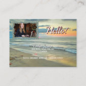Ocean Sunset 0735 QR Code Hello Calling Card Visitekaartje (Voorkant)