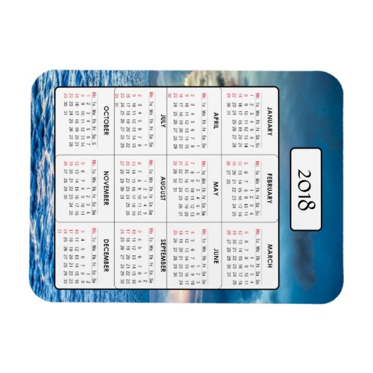 Ocean Sunset 2018 - Magnet calendrier (Horizontal)