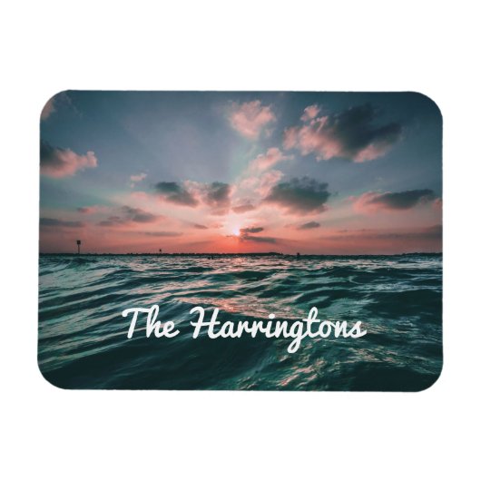 Ocean Sunset aangepaste naam magneet (Horizontaal)