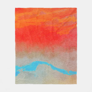 Ocean Sunset Abstract Fleece Deken