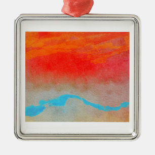 Ocean Sunset Abstract Metalen Ornament