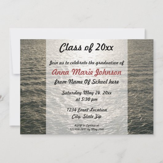 Ocean Sunset Afstuderen Invitation Kaart (Voorkant)