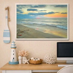 Ocean Sunset Beach 0735 Schilderij Kunstprint Poster