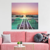 Ocean Sunset Beach Bass Art Enveloppé Toile (Insitu(Salon))