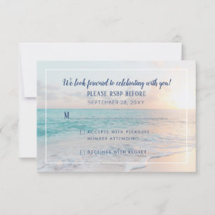 Ocean Sunset Beach Bruiloft Afbeelding RSVP Kaartje
