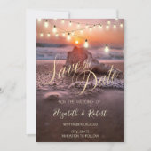 Ocean Sunset Beach Seashell, licht sparen de datum Save The Date (Voorkant)