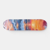 Ocean Sunset Beach Waves Watercolor Skateboard (Horizontaal)