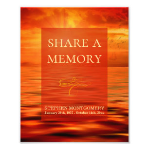 Ocean Sunset Celebration of Life Deel een geheugen Foto Afdruk