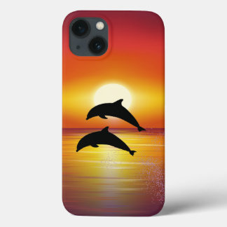 Ocean Sunset Dolphins Couple Paring Love iPad Cas iPhone 13 Hoesje