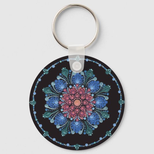 Ocean Sunset Dot Mandala Sleutelhanger (Voorkant)