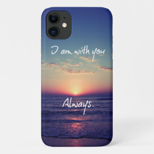Ocean Sunset: Ik ben altijd bij je Bijbelvers iPhone 11 Hoesje
