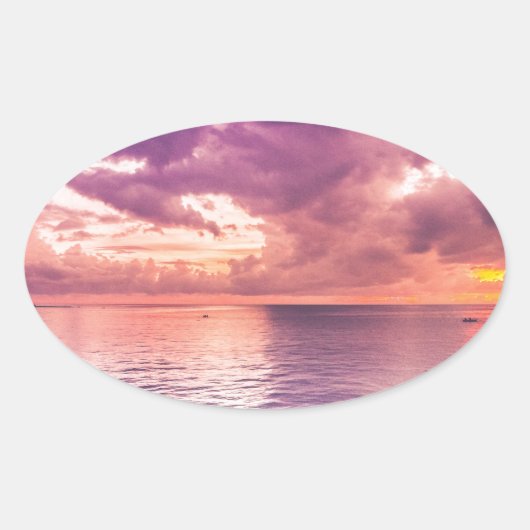 Ocean Sunset Inspirerend Ovale Sticker (Voorkant)