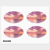 Ocean Sunset Inspirerend Ovale Sticker (Vel)