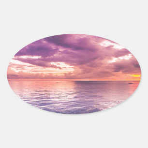 Ocean Sunset Inspirerend Ovale Sticker