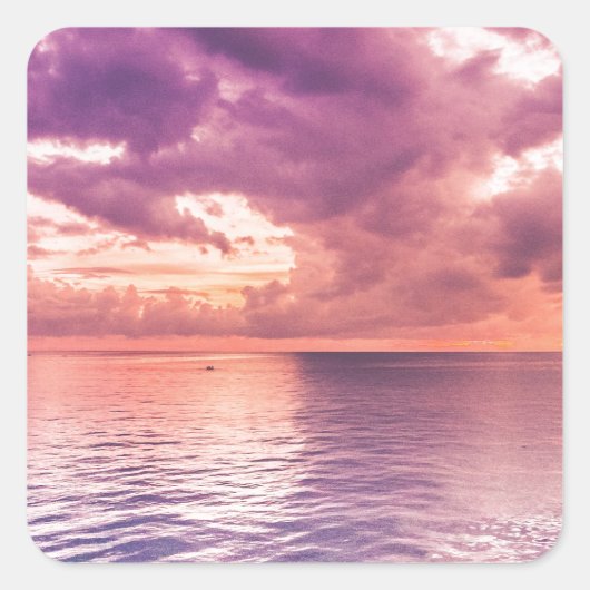 Ocean Sunset Inspirerend Vierkante Sticker (Voorkant)