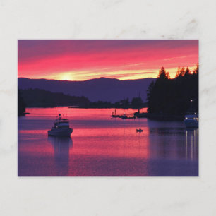 Ocean Sunset met Boats in Harbour Briefkaart