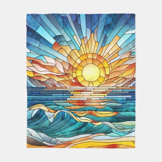 Ocean Sunset mozaïek kunst Fleece Deken (Voorkant)