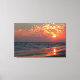Ocean Sunset - Oak Island, NC Canvas Afdruk