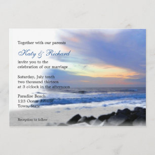 Ocean Sunset on the Beach Wedding Invitations