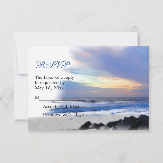 Ocean Sunset op Beach RSVP Card (Voorkant)