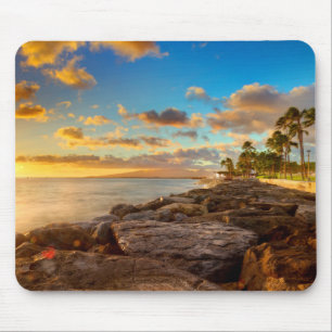Ocean Sunset Over Rocks en Palm O'Ahu Muismat
