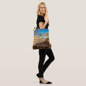 Ocean Sunset Over Rocks en Palm | O'Ahu Tote Bag (Op model)