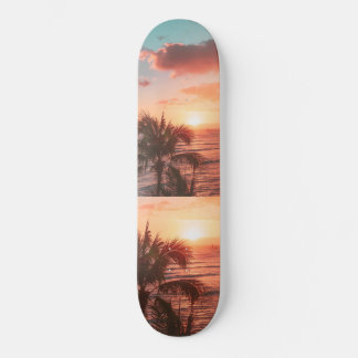 Ocean Sunset Palm Tree Oranje wolken  Skateboard