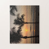 Ocean Sunset Palm Trees Florida Fotografie Puzzel (Verticaal)