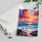 Ocean Sunset Pastel Waterverf Beach Briefkaart