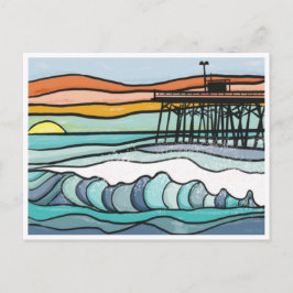 Ocean Sunset Pier Print Briefkaart
